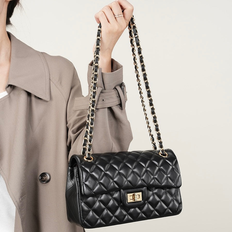 Inspired Quilted Women's Genuine Leather Shoulder Crossbody Bag