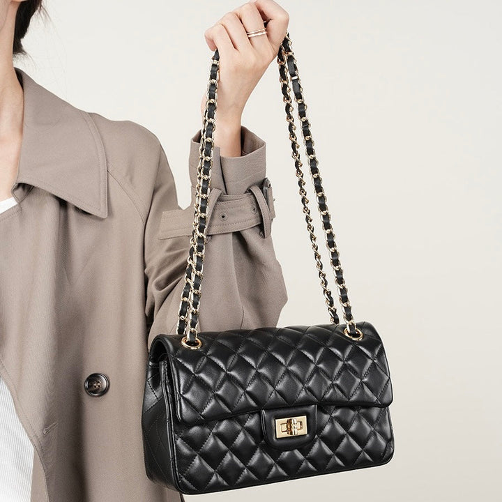 Inspired Quilted Women's Genuine Leather Shoulder Crossbody Bag