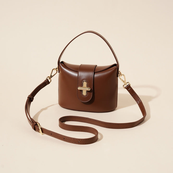 Women’s Genuine Leather Vintage Lock Top Handle Bag