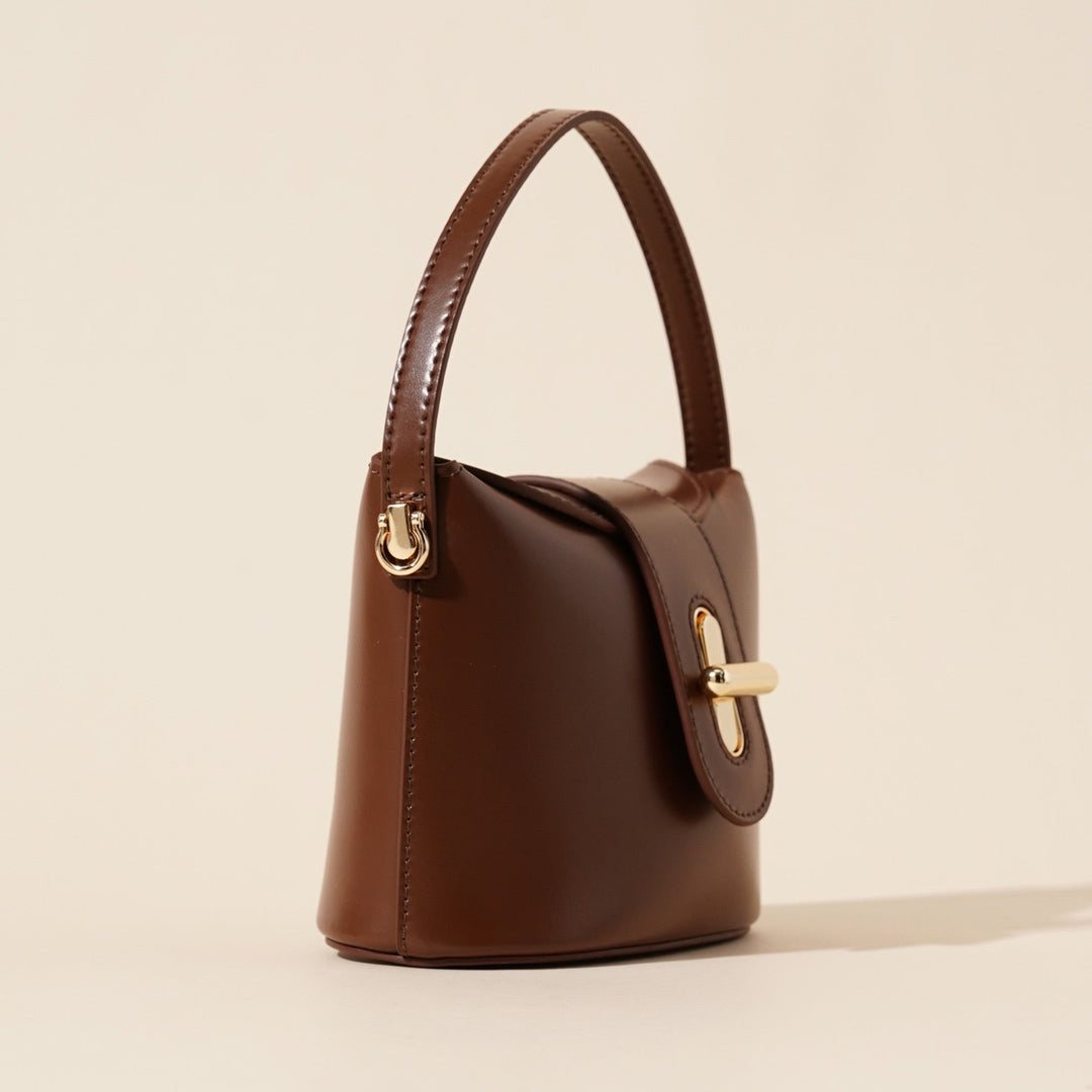 Women’s Genuine Leather Vintage Lock Top Handle Bag