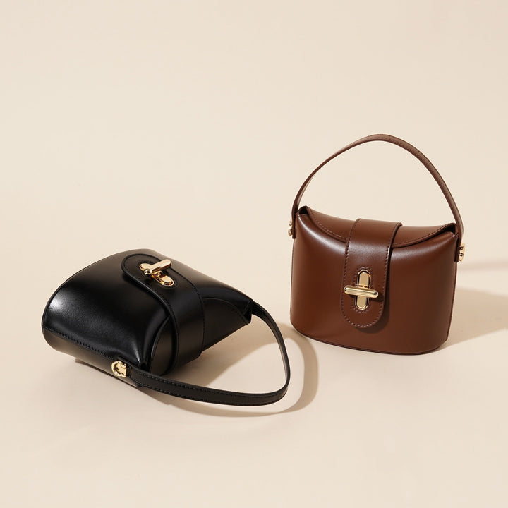 Women’s Genuine Leather Vintage Lock Top Handle Bag