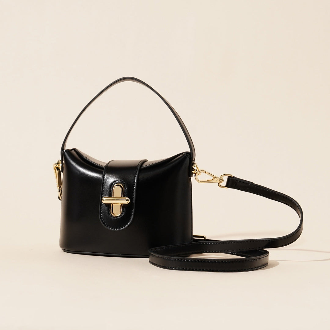 Women’s Genuine Leather Vintage Lock Top Handle Bag