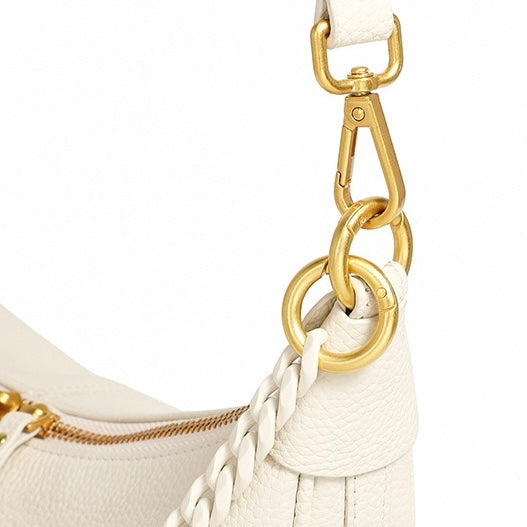 Women’s Genuine Leather Baguette Dumpling Bag with Luxe Chain