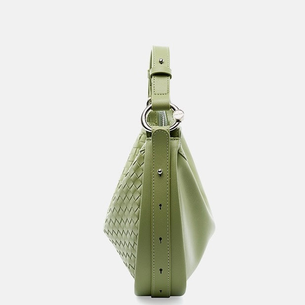 Exquisite Handwoven Women's Cowhide Crescent Moon Crossbody Bag