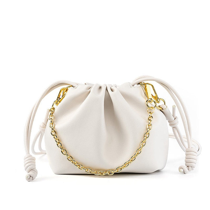 Chic Women's Genuine Leather Cloud Bag with Detachable Chain