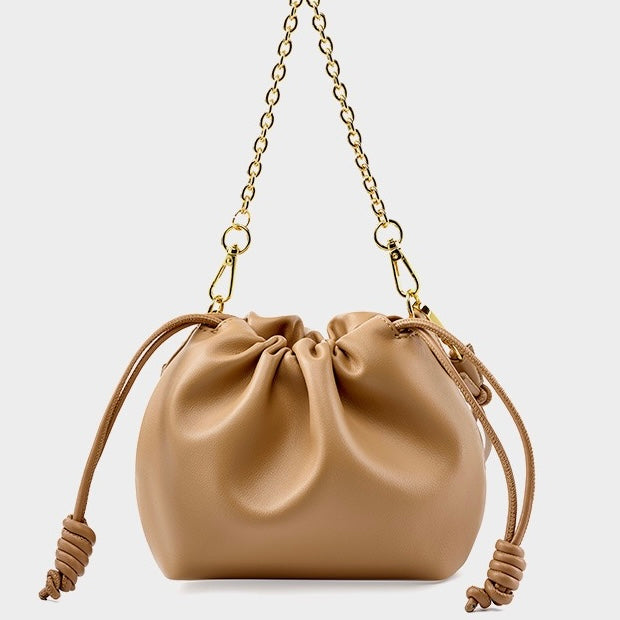Chic Women's Genuine Leather Cloud Bag with Detachable Chain