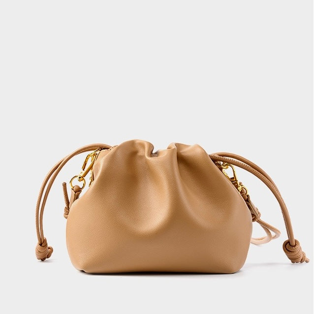Chic Women's Genuine Leather Cloud Bag with Detachable Chain