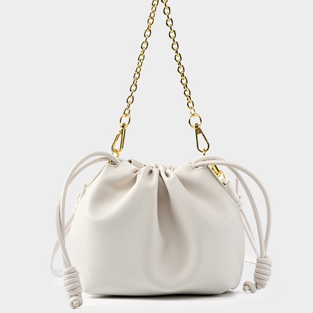 Chic Women's Genuine Leather Cloud Bag with Detachable Chain