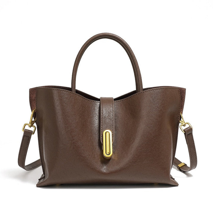 Women's Genuine Cowhide Niche Commuter Crossbody Tote