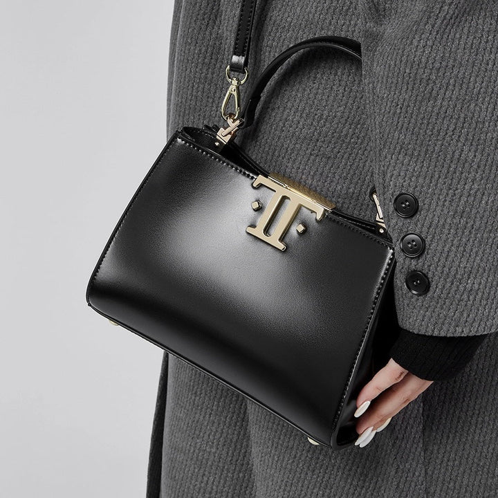 Women’s Genuine Leather Mini Commuter Tote – Dual Clasp Edition