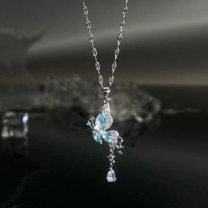 Ethereal Wings Blue Butterfly Necklace