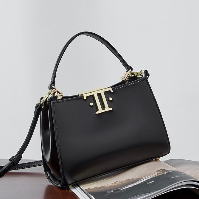 Women’s Genuine Leather Mini Commuter Tote – Dual Clasp Edition