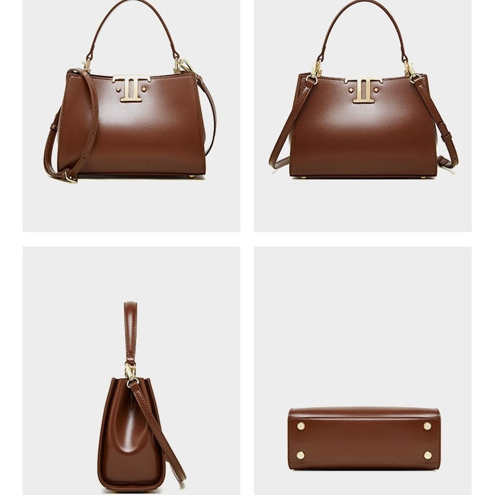 Women’s Genuine Leather Mini Commuter Tote – Dual Clasp Edition