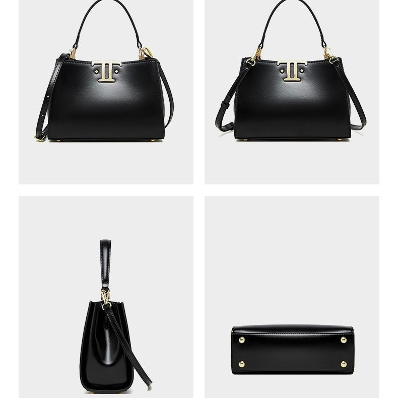 Women’s Genuine Leather Mini Commuter Tote – Dual Clasp Edition