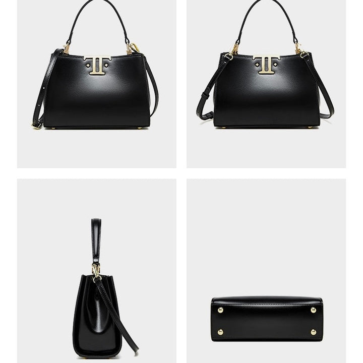 Women’s Genuine Leather Mini Commuter Tote – Dual Clasp Edition