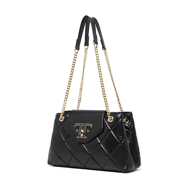 Women’s Genuine Leather Chain Shoulder Crossbody Bag in Commuter Chic Style
