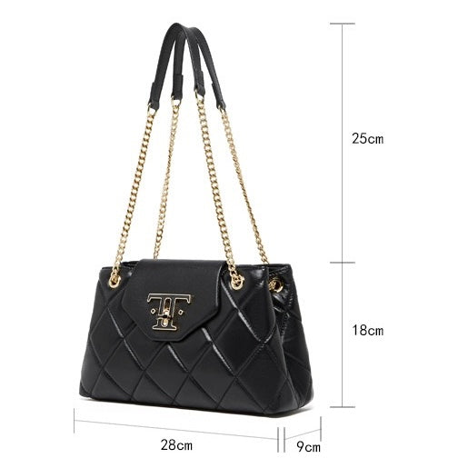 Women’s Genuine Leather Chain Shoulder Crossbody Bag in Commuter Chic Style