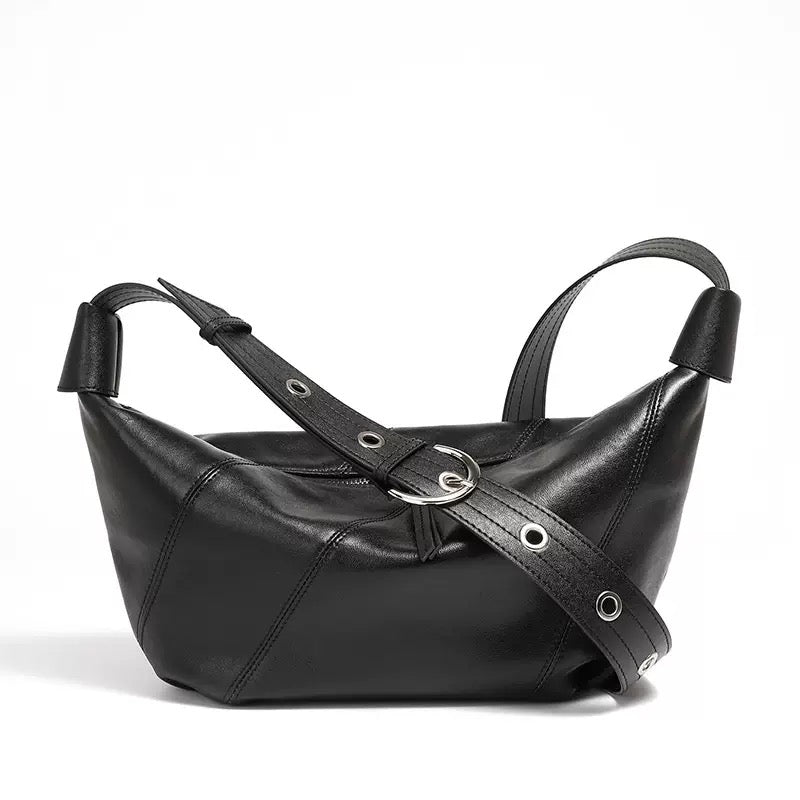 Luxury Women's Genuine Leather Croissant Crossbody Shoulder Dumpling Bag