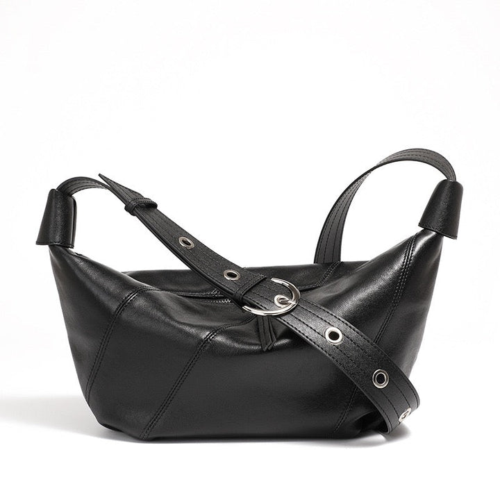 Luxury Women's Genuine Leather Croissant Crossbody Shoulder Dumpling Bag