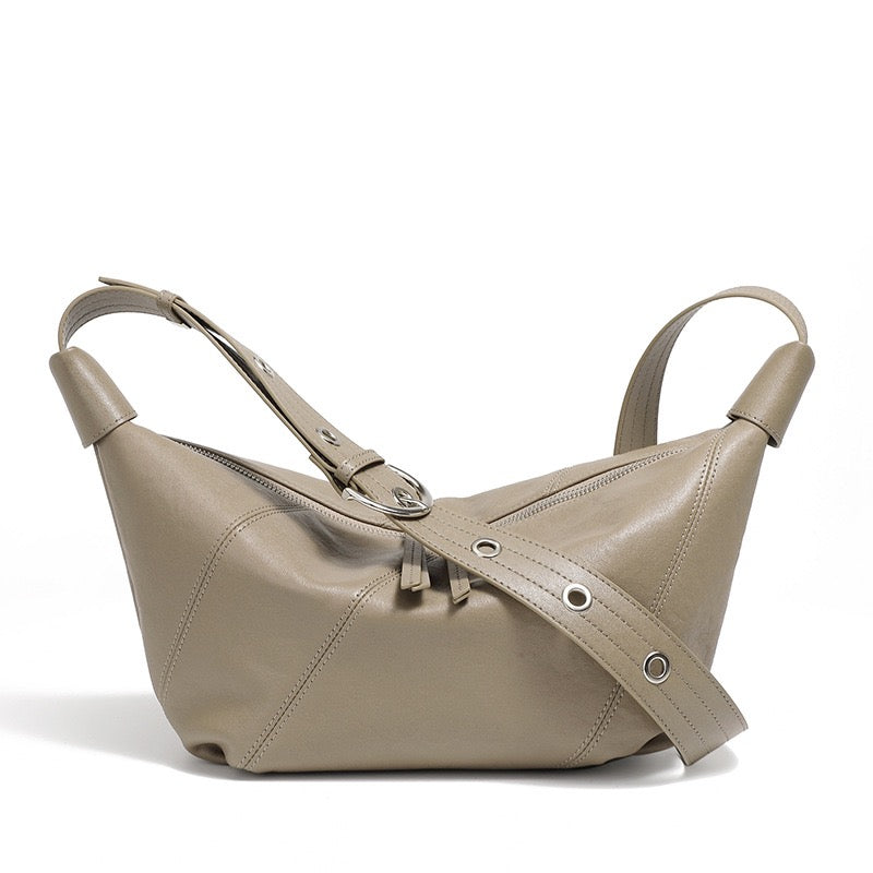 Luxury Women's Genuine Leather Croissant Crossbody Shoulder Dumpling Bag