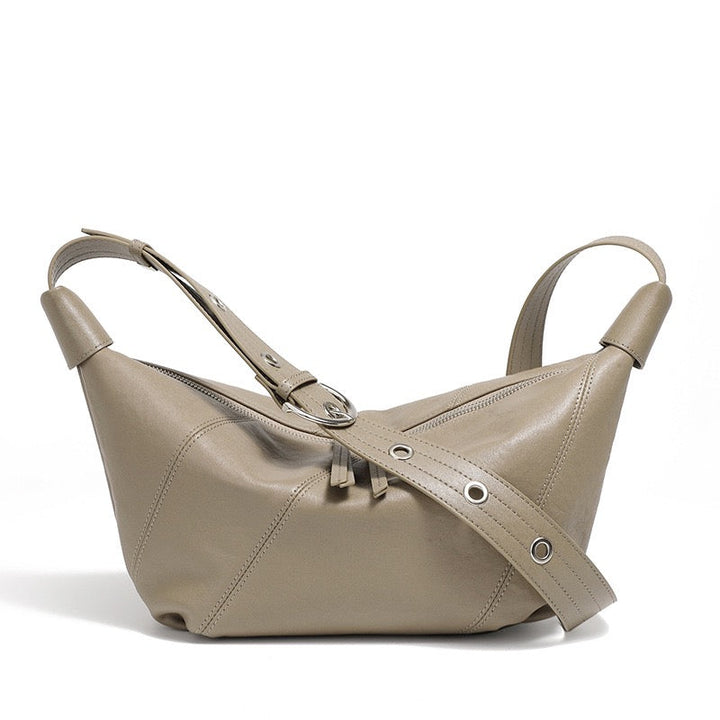 Luxury Women's Genuine Leather Croissant Crossbody Shoulder Dumpling Bag