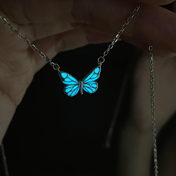 Luminous Dream Blue Butterfly Necklace