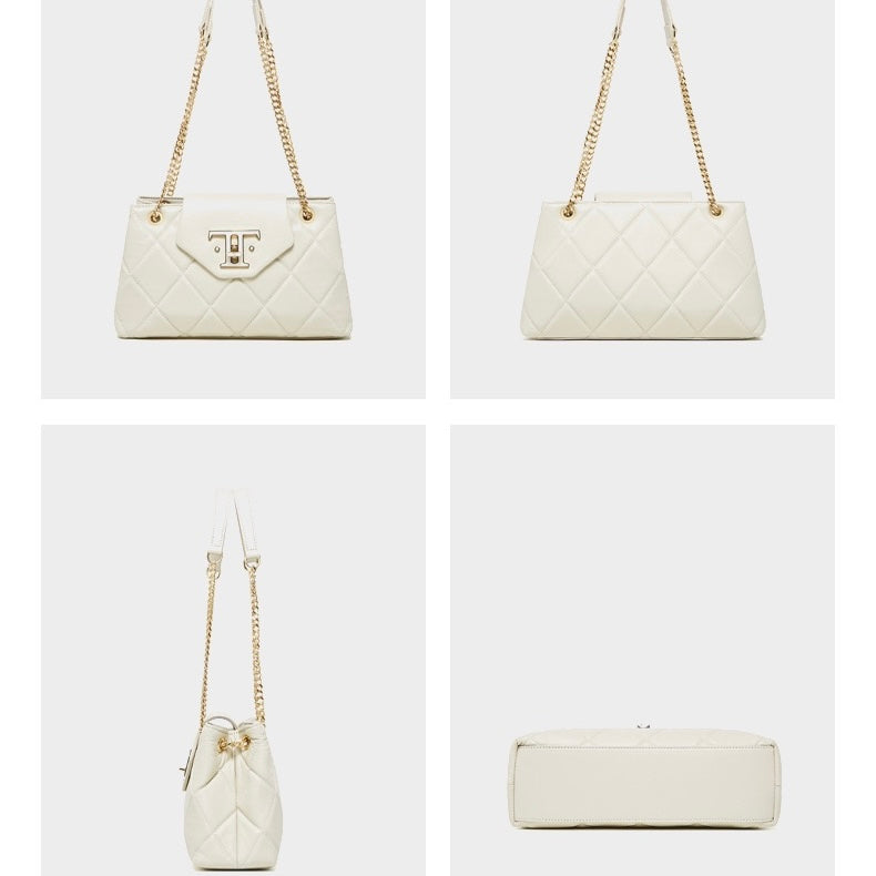 Women’s Genuine Leather Chain Shoulder Crossbody Bag in Commuter Chic Style