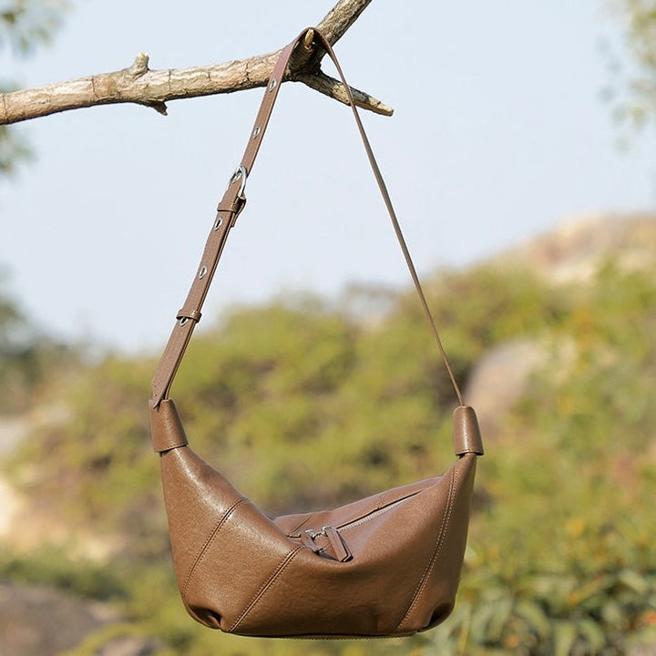 Luxury Women's Genuine Leather Croissant Crossbody Shoulder Dumpling Bag