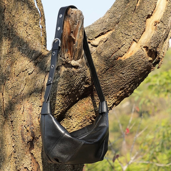 Luxury Women's Genuine Leather Croissant Crossbody Shoulder Dumpling Bag