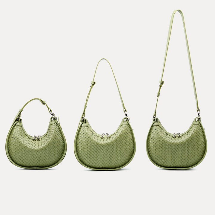 Exquisite Handwoven Women's Cowhide Crescent Moon Crossbody Bag