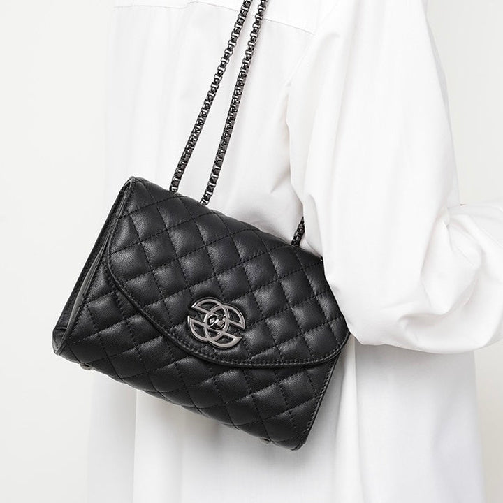 Women’s Premium Top-Grain Leather Chain Shoulder Crossbody Bag in Chic Compact Style