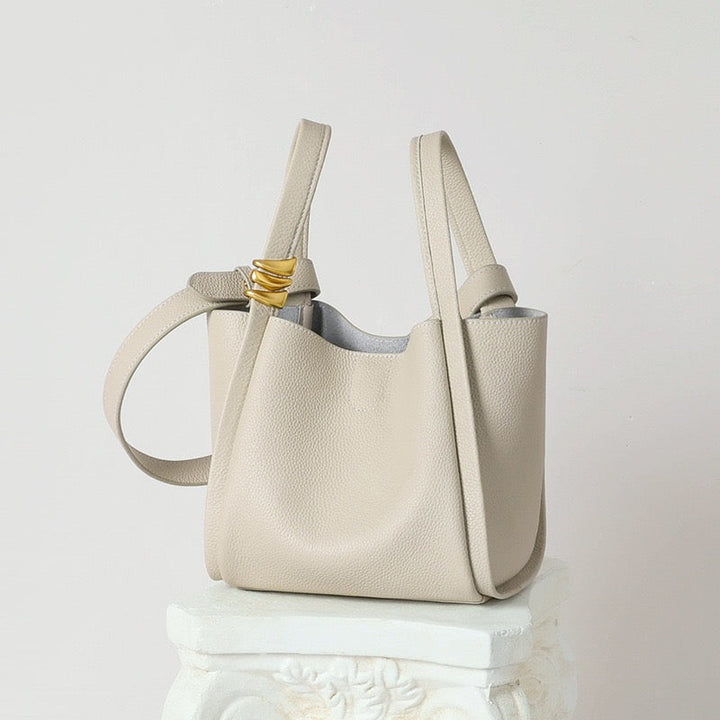 Women's Genuine Leather Mini Picnic Crossbody Bucket Bag