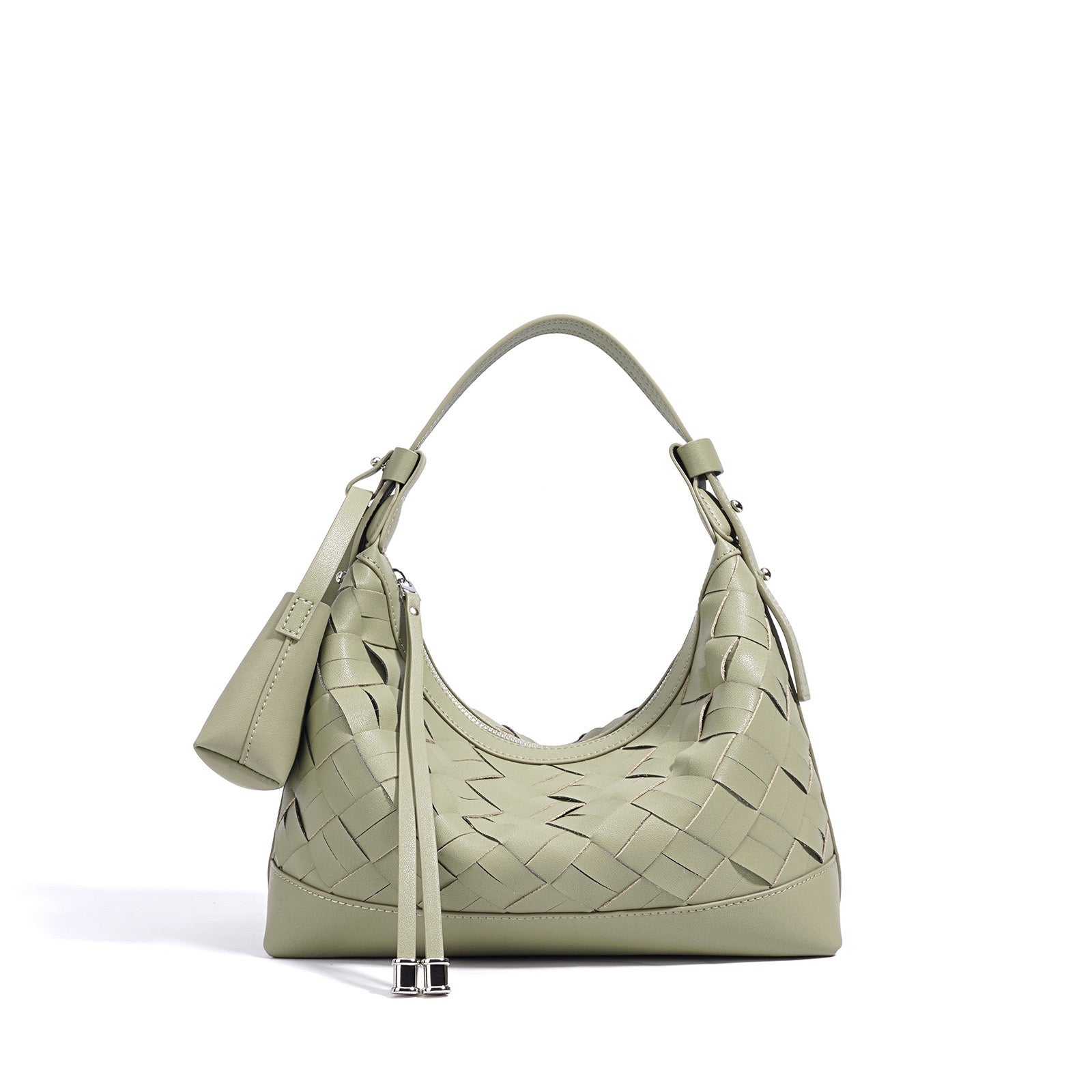 Women’s Genuine Leather Woven Dumpling Shoulder & Crossbody Bag