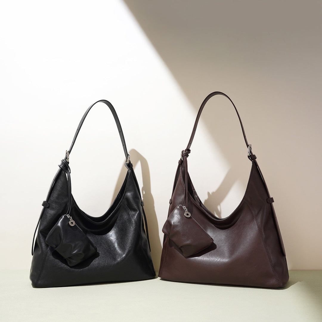 Women’s Genuine Leather Minimalist Slouchy Shoulder Bag