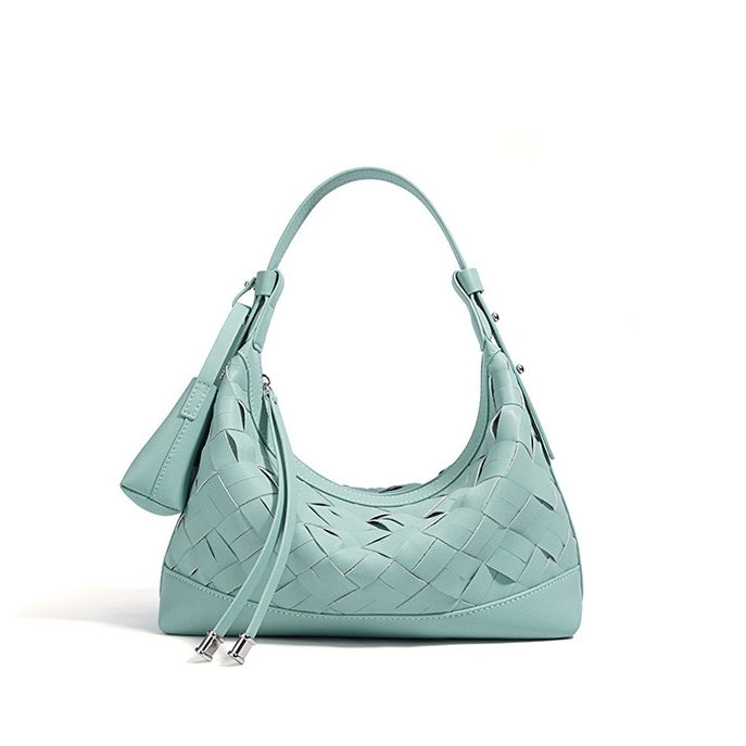 Women’s Genuine Leather Woven Dumpling Shoulder & Crossbody Bag
