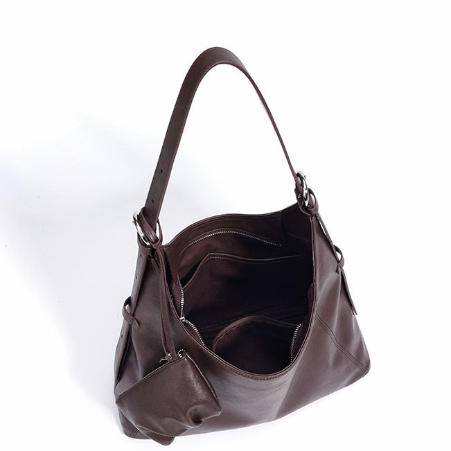 Women’s Genuine Leather Minimalist Slouchy Shoulder Bag