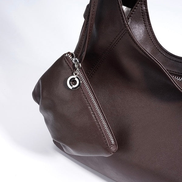 Women’s Genuine Leather Minimalist Slouchy Shoulder Bag