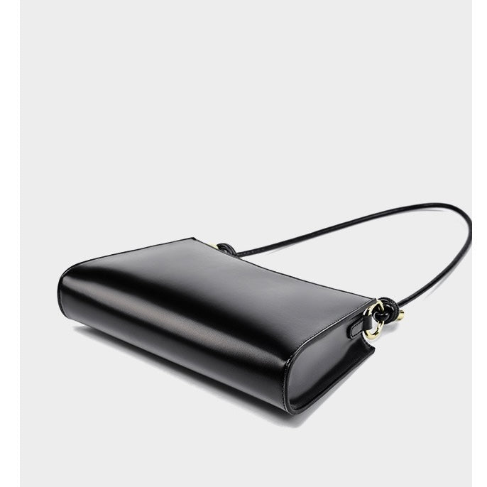 Women‘s Luxurious Genuine Leather Underarm Baguette Bag