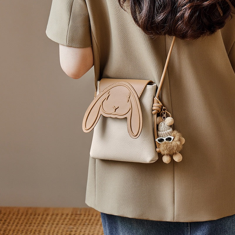 Rabbit - Inspired Women's Genuine Leather Mini Crossbody Phone Bag