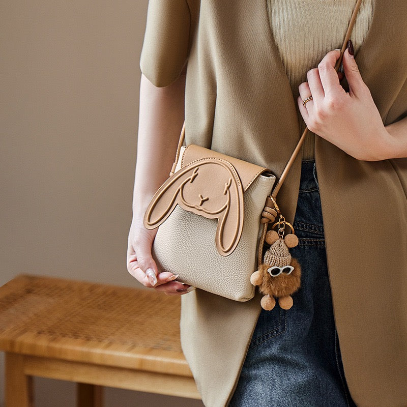 Rabbit - Inspired Women's Genuine Leather Mini Crossbody Phone Bag