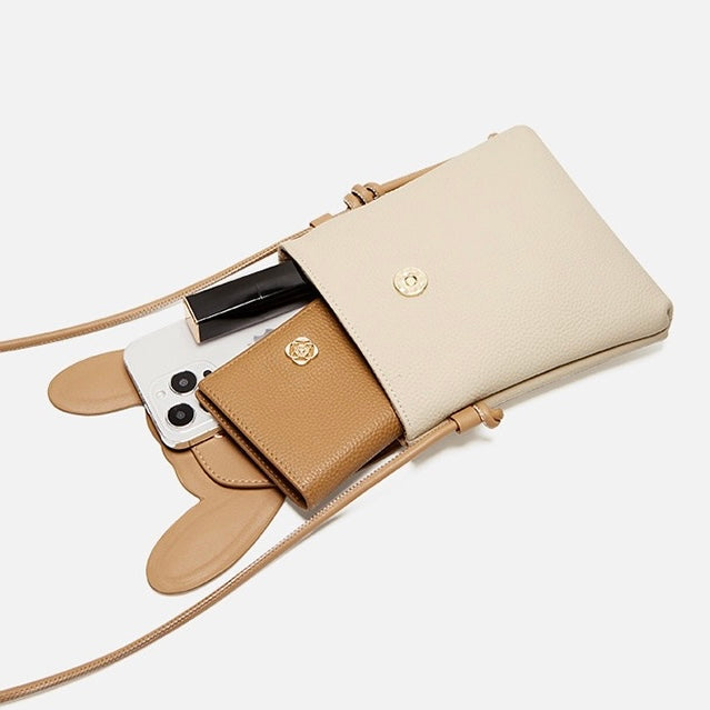 Rabbit - Inspired Women's Genuine Leather Mini Crossbody Phone Bag