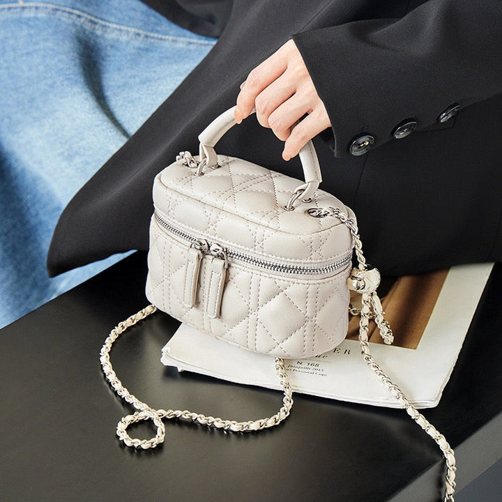 Exquisite Women's Genuine Leather Mini Bag with Gold Ball Chain