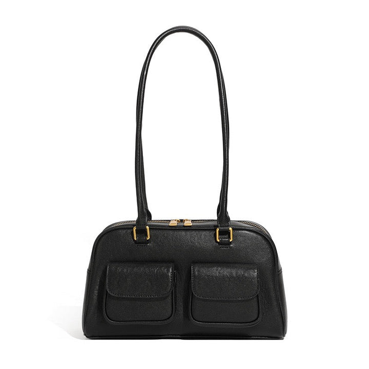 Vintage Women's Genuine Leather Bowling Bag Shoulder Bag