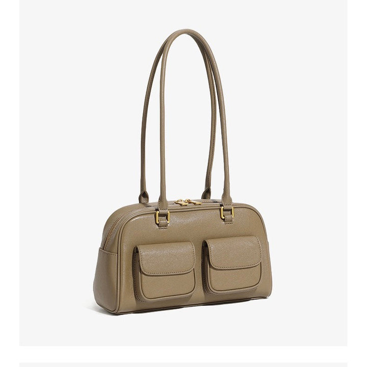 Vintage Women's Genuine Leather Bowling Bag Shoulder Bag