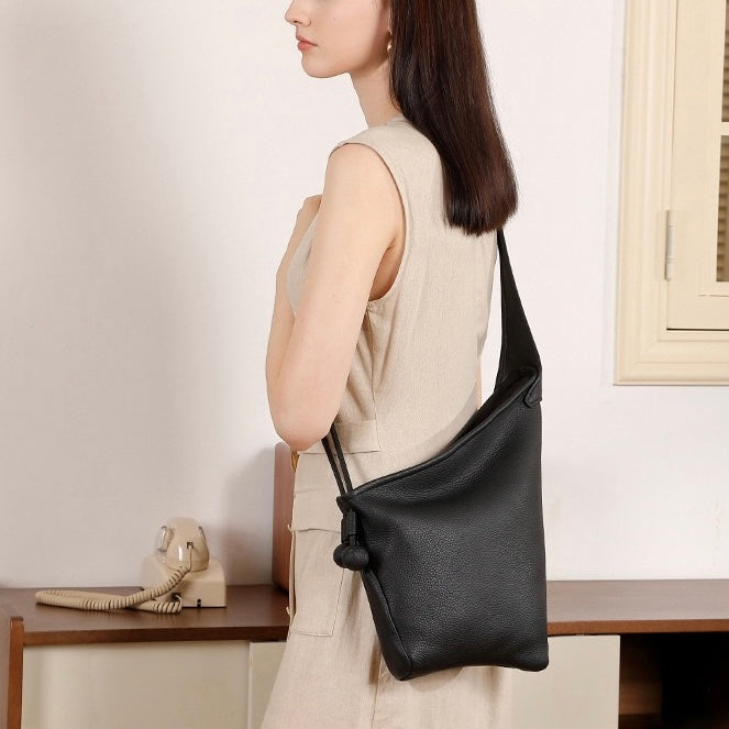 Minimalist Asymmetric Design Slouchy Horn Shaped Shoulder Crossbody Bag