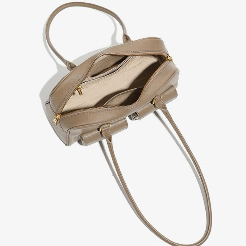 Vintage Women's Genuine Leather Bowling Bag Shoulder Bag