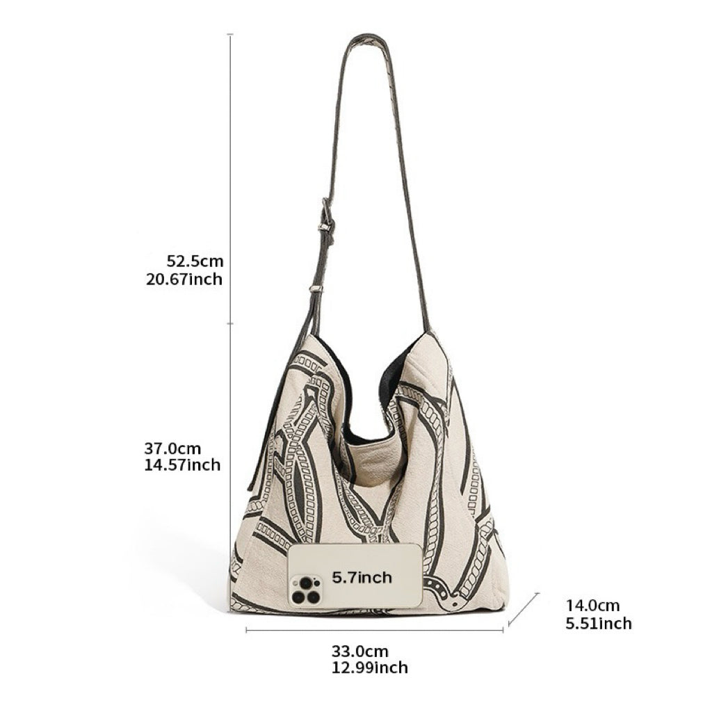 Pony Totem Print Slouchy Large Capacity Lightweight Shoulder Bag