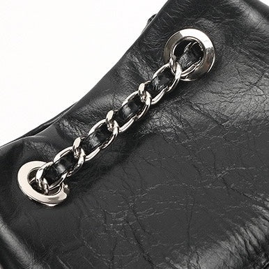 Women’s Genuine Leather Quilted Chain Bucket Bag
