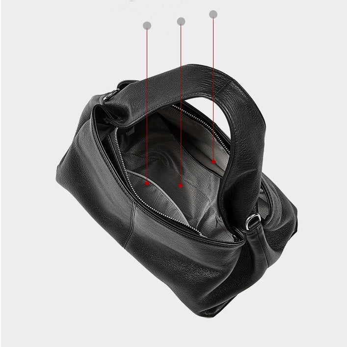 Women’s Genuine Leather Vintage-Style Top-Grain Shoulder Bag in Classic Design