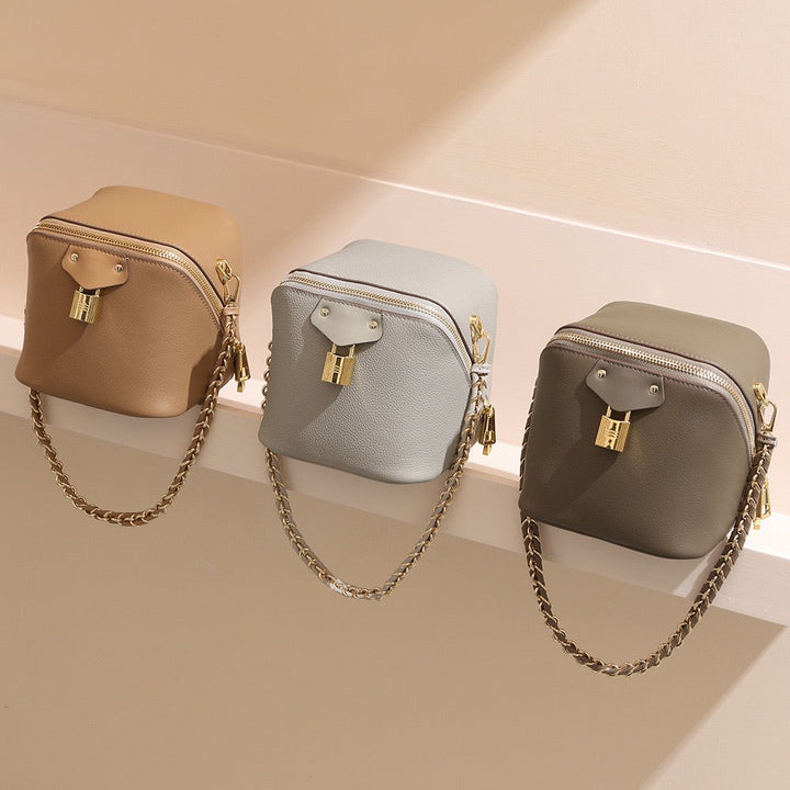 Women's Genuine Leather Square Elephant Bucket Bag